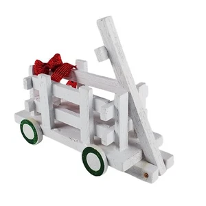 Dollhouse Miniature Old Fashioned White Wood Toy Wagon Ornament - Picture 1 of 9