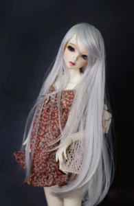 Peluca de plata ahumada recta larga 7-8" 1/4 BJD LUTS muñeca SD DZ DOD MSD cabello UAL# - Imagen 1 de 3