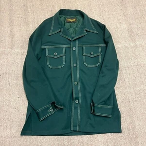 Vintage Hagger Button Up Shirt Mens Large Green 1970s - Picture 1 of 10