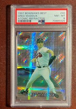 1997 Bowman’s Best Greg Maddux ATOMIC REFRACTOR💣🌈PSA 8🚨NM-MINT💎Crazy Rare