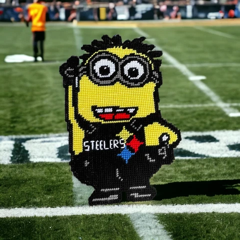 PITTSBURGH STEELERS Team NeedlePoint Punch Hand Made Minion Wall Decor Or Frame Cover
