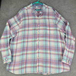 Tommy Bahama Linen Shirt Men Size XXL Button Down Long Sleeve Multicolored Plaid - Picture 1 of 21