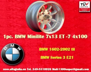 1 Cerchio BMW OPEL VW Minilite 7x13 ET-7 4x100 Wheel Felge Llanta Jante - Imagen 1 de 24