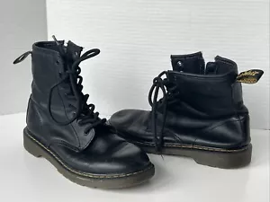 Stivali donna Doc Dr. Martens 1460Y taglia 6M neri in pelle con lacci e zip laterale - Foto 1 di 9