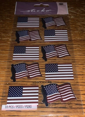 Sticko United States 🇺🇸 US Flag Red White Blue Stars Stripes Scrapbook Sticker - Image 1 of 4