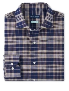 Size L - NWT Peter Millar Men's Navy Davol Italian Flannel Sport Shirt - Picture 1 of 5