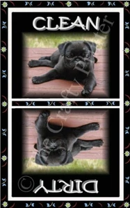 DISHWASHER MAGNET - BLACK PUG DOG - 1 PIECE MAGNET - (Clean-Dirty) - Ship FREE! - Picture 1 of 1
