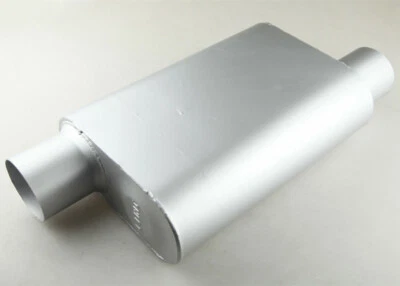 3" Inch Offset Inlet Outlet Exhaust Oval Performance Muffler Silencer - Image 1 of 4