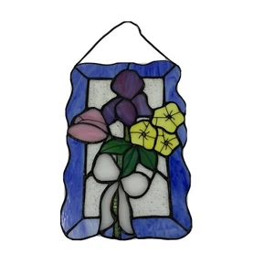 Flower Stain Glass Wall/Window Hanging (7" x 10") - Picture 1 of 6
