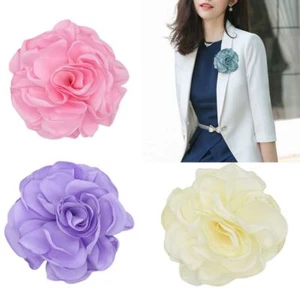 Vintage Fabric Big Rose Flower Brooch Fashion Dress Suit Corsage - Picture 1 of 20