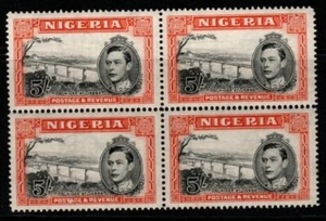 NIGERIA SG59b 1948 5/= BLACK & ORANGE p14 BLOCK OF 4 MTD MINT - Picture 1 of 1