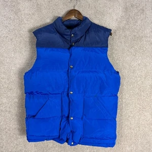 Lands' End Puffer Vest Mens Large 42-44 Blue Down Sleeveless Snap Button Jacket - Picture 1 of 8