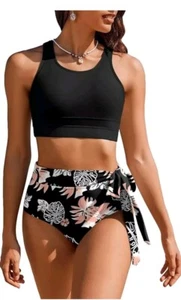 AI'MAGE Womens High Waisted Bikini Set Tummy Control 2 Piece Bathing Suit Modest - Picture 1 of 6