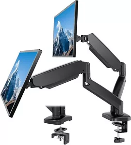 Ultra Wide 15-27" Screen Dual Monitor Mount Gas Spring Monitor Arm Desk Stand - Picture 1 of 14