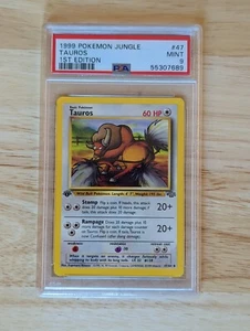 1999 Pokémon Jungle 1st Edition Tauros #47 PSA 9 Mint! - Picture 1 of 3