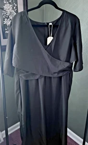 Elegante Mono Negro Envolvente Frontal Pierna Ancha XXL Etiqueta Sostenible Nuevo Con Etiquetas Elegante - Imagen 1 de 9