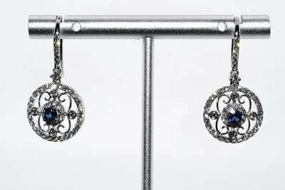 Brincos pendurados de ouro 14K com diamante natural e safira do Ceilão de 1,61 CT de US$ 6.000 - Imagem 1 de 4