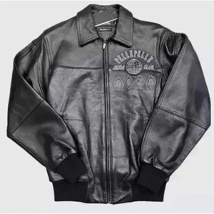 Men's Pelle Pelle Marc Buchanan Soda Club Genuine Cowhide Bomber Leather Jacket - Picture 1 of 2