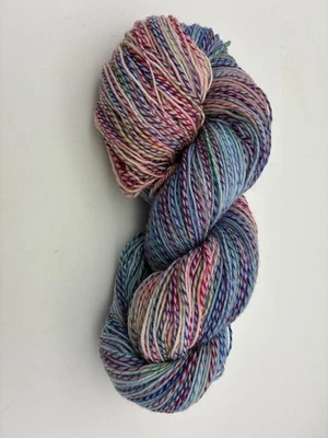 (84,44€/kg)handgefärbte Multicolor Sockenwolle 100g 4-fach rose´hellblau pastell - Bild 1 von 4