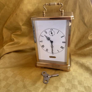 Kieninger Tischuhr 3 Melodien 4/4 Schlag Kaminuhr Reiseuhr Luxus Messing Uhr - Bild 1 von 15