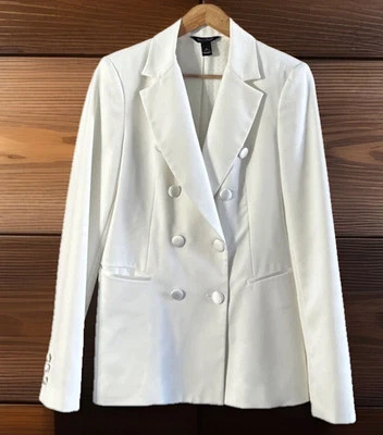 WHITE HOUSE BLACK MARKET WHBM ECRU DOUBLE BREASTED BLAZER JACKET 6 - Image 1 of 4