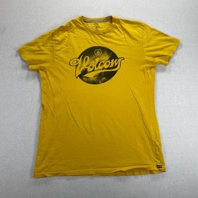 Volcom Tshirt Mens Large Yellow Graphic Print Logo 100% Cotton Casual Tee Shirt - Image 1 of 4
