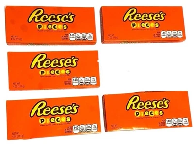 5 caixas de doces de manteiga de amendoim Reese's Pieces - Caixas de cinco x 4 oz - Ex: 26/9 - Imagem 1 de 4