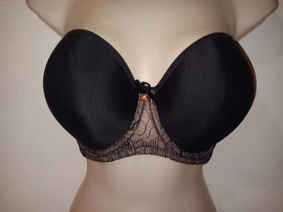 Sujetador Freya Deco con aros moldeado sin tirantes negro con correas convertibles EE. UU. 28i nuevo Foto 1 de 4