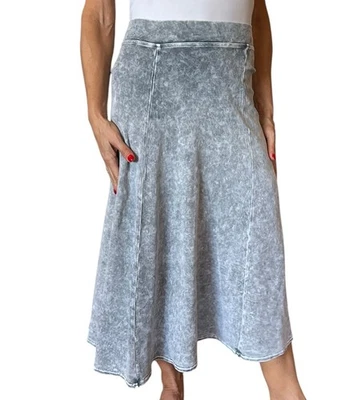 Falda midi Hard Tail Forever cintura plana B-154 gris lavado mineral pequeña Foto 1 de 4