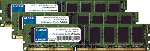 12GB (3 x 4GB) DDR3 1333MHz PC3-10600 240-PIN DIMM RAM KIT FOR DESKTOPS/PCs - Image 1 of 1