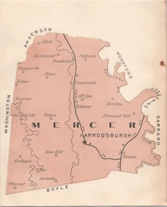 Mercer County Kentucky antike Karte 1893 - Bild 1 von 1