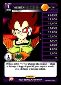 DBZ Dragon Ball Z TCG Card Panini Heroes & Villains U72 Vegeta, Impatient - Picture 1 of 1