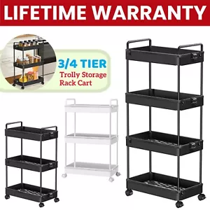 Slim Rolling Trolly Utility Storage Cart Multi-purpose Shelf on Wheels 3/4 Tier - Picture 1 of 19