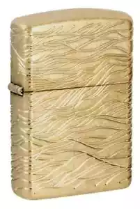 Zippo 46273, Luxury Waves Design Deep Carve Armor Lighter, Tumbled Brass Finish - Picture 1 of 4