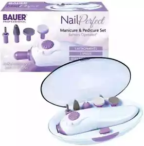 NAIL PERFECT MANICURE AND PEDICURE SET BATTERY OPERATED WOMEN PROFESSIONAL NEW - Picture 1 of 5