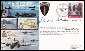 Operation Overlord The Air Forces WWII Cover Signed AVM JOHNNIE JOHNSON CB CBE - Picture 1 of 4