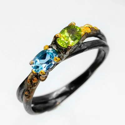 Popular jewellery Handmade Natural Peridot Silver Ring 925 Sterling / RVS76 - Image 1 of 3