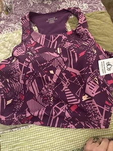 Reebok Women’s Printed Medium Support Cropped Bra Tank Size XXXLarge - Picture 1 of 8