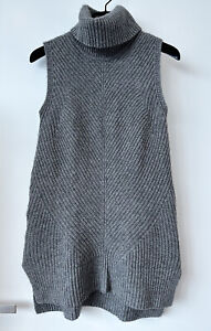 Hugo Boss Women Knitted Turtleneck Singlet Sleeveless Roll-Neck Grey VGC Siz XS