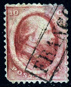 NETHERLANDS King Willem III 1864 10c. Rose-Red No Watermark Perf 12½x12 SG 9 - Picture 1 of 2
