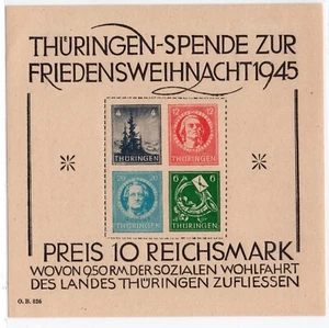 GERMANY SOVIET OCCUPATION 1945 THURINGIA LARGE CHRISTMAS SHEET 16N7a PERFECT MH - Picture 1 of 2