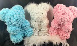 Handmade Angel Wings Rose Bear Baby Girl Loss Graveyard Memorial Funeral Flowers - Picture 1 of 10
