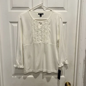 Tommy Hilfiger Mujer Blanco Mangas Largas Esmoquin Frontal Top Talla Grande Nuevo con Etiquetas - Imagen 1 de 8
