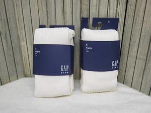 GAP KIDS GIRLS TIGHTS 2 Pairs KNIT OFF WHITE SIZE S - Picture 1 of 2