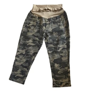Haute Mama Camouflage Belly Panel Women's Straight Leg Capris Jeans Pants M - Picture 1 of 7