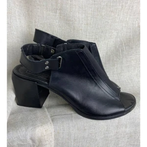 TopShop Black Block Heel Peep Toe Slingback Sandal Heels Size 9 - Picture 1 of 10