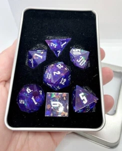 FREE CASE Bright Purple Blue Sharp Edge Resin Polyhedral Dice Candy Foil Udixi - Picture 1 of 6