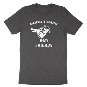 Good Times, Bad Friends Symbol Funny Cool Mens Tee T-Shirt drinking and thinking - Picture 1 of 20