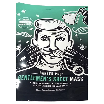 Barber Pro Face Mask Gentleman Sheet Men Skin Care Hydrating Collagen - Image 1 of 4