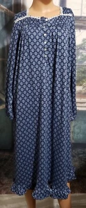 Secret Treasures Blue Nightgown Sz M Button Long Sleeve Stretch - Picture 1 of 7
